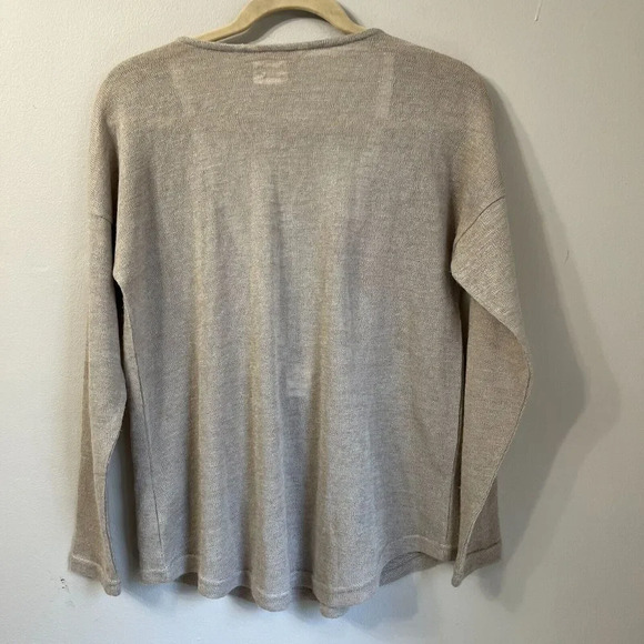Soft Surroundings Womens Beige Knit V Neck Pullover Sweater Sz Small 1/2 Zip - Picture 8 of 9